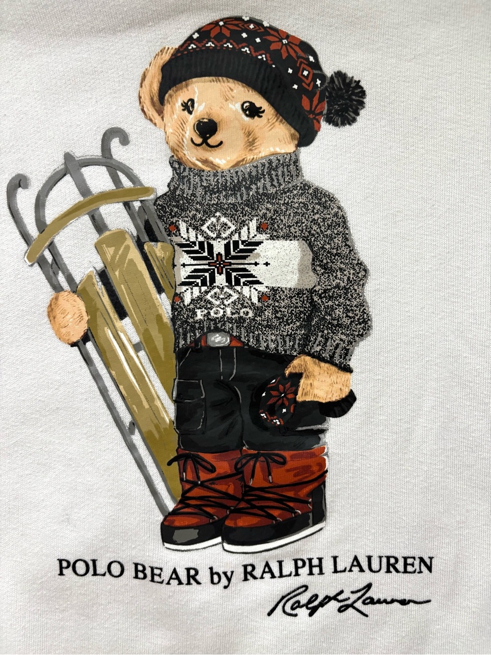 Polo Ralph Lauren Sled Polo Bear Sweatshirt White Size Medium - Picture 3 of 10